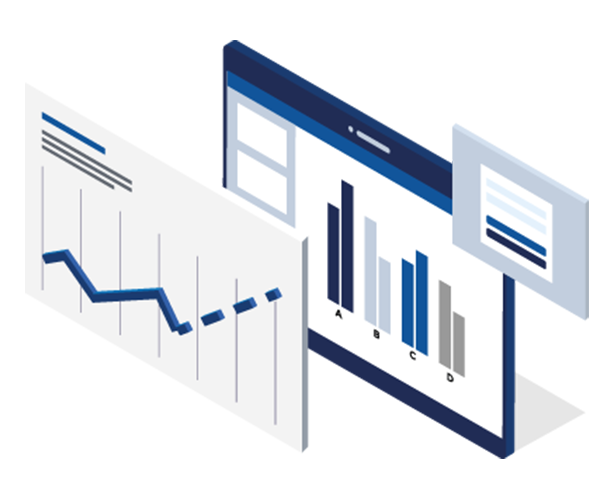 Dashboards showing companies return on investments.