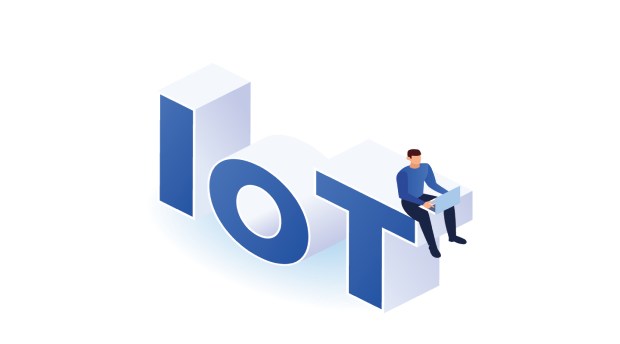 IoT applications connect a large business or municipality and enable optimized productivity, efficiency and scalability. image text