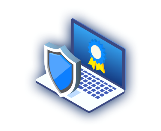 Secure data icon on a laptop connected to IP VPN