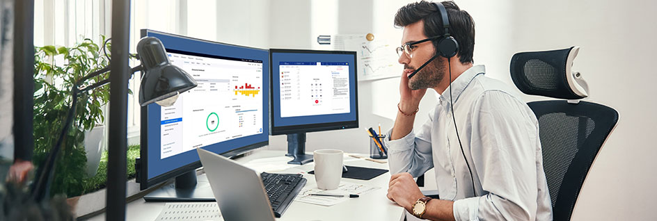 Security professionals reviewing data.