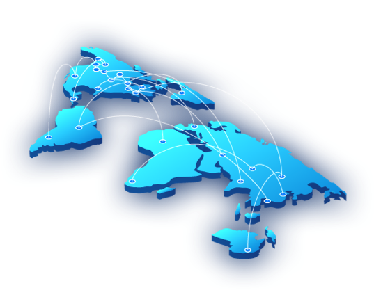 Une carte du monde montrant la portée étendue du service RPV IP